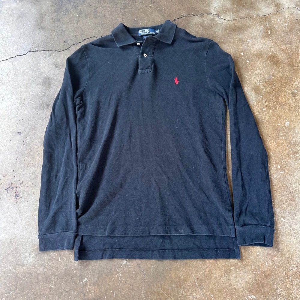 Polo Ralph Lauren Polo Shirt Mens S Black Excellent Long Sleeve Custom Fit Pony